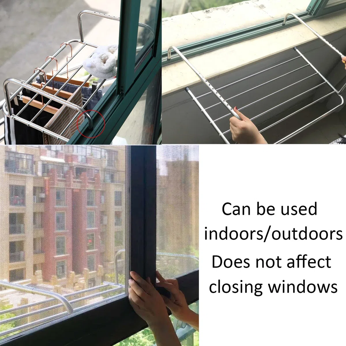 Stendibiancheria in Acciaio Inox, Stendibiancheria da Balcone Stendino per Calorifero Pieghevole, per Uso Interno/Esterno, 40/50/60/70/80cm Salvaspazio Appendibile Stendibiancheria