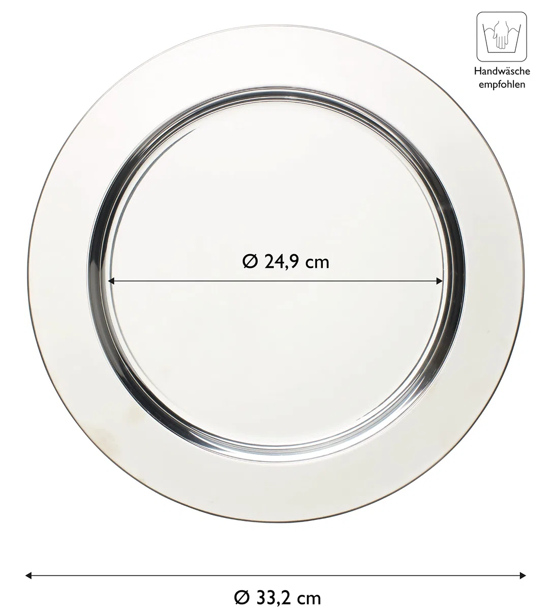 ECHTWERK Set di 4 sottopiatti/piatti da portata 'Shiny' in acciaio inossidabile, Edizione Argento, Ø 33,2 cm