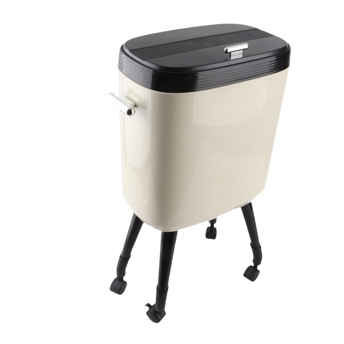 Syrisora Pattumiera Alta, Pattumiera Stretta di Grande Capacità da 15 Litri con Gambe Alte e Ruote, per Bagno Soggiorno Ufficio (Bianco crema)