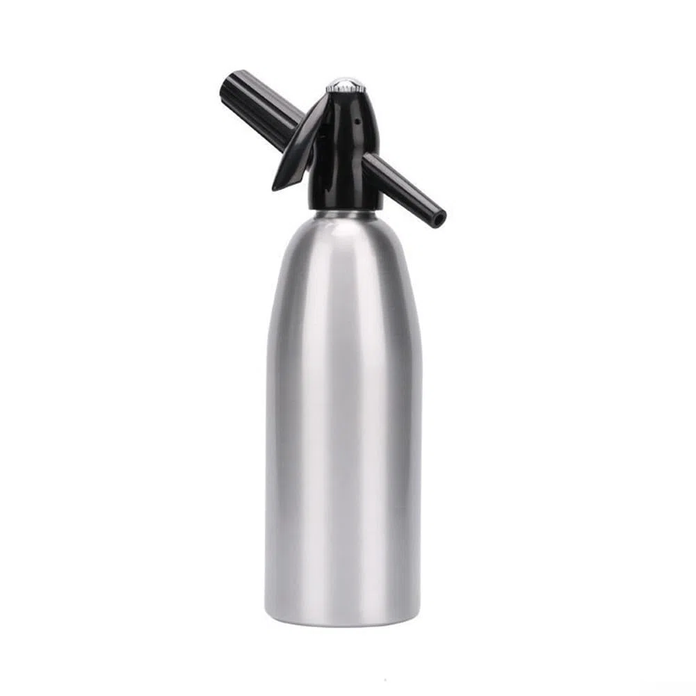 Sifone per acqua frizzante in alluminio, ideale per bevande gassate fai da te, per cocktail, succhi di frutta e bevande gassate (argento)
