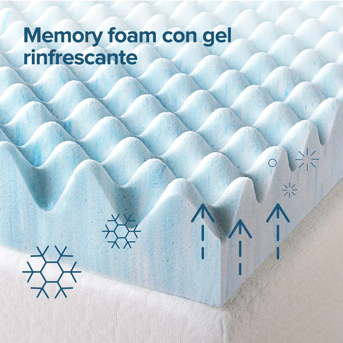 Zinus Cool Swirl, topper per materasso 160x190 cm - Altezza 7.6 cm - Materasso in schiuma di memoria rinfrescante - Topper per materasso - Certificato OEKO-TEX