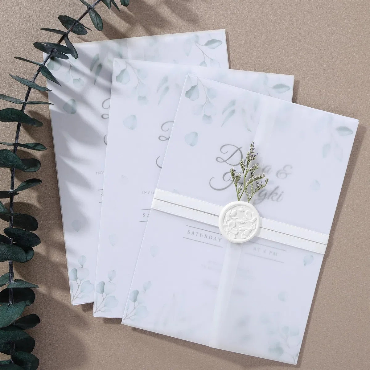 UNIQOOO Confezione da 120 giacche in pergamena prepiegate per inviti da 12,7 x 17,8 cm, elegante carta velina semitrasparente, 115 g/m², accessori per inviti di nozze, per buste da 12 x 17 cm