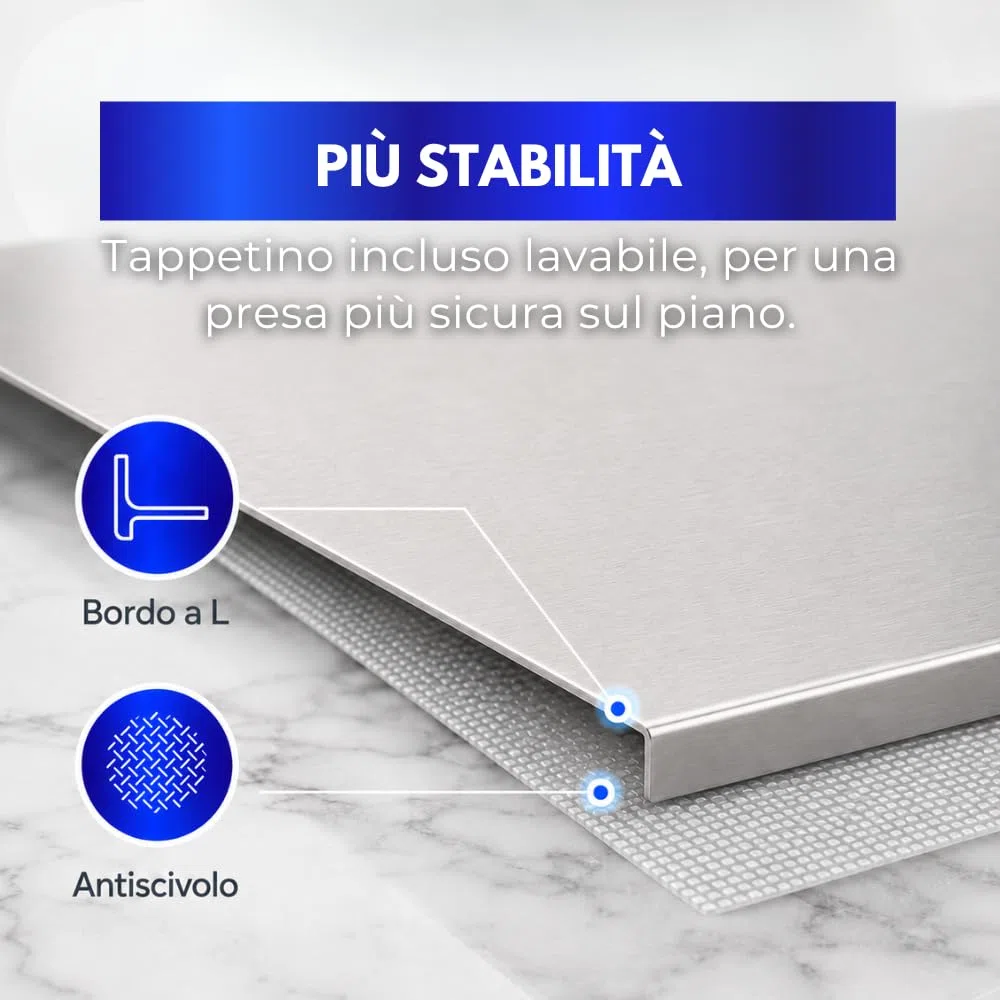 INOXLM Tagliere Spianatoia per impastare Piano da Lavoro in Acciaio Inox Varie Misure per Cucina per Bar per Ristorante per impastare 40X44 modello GEMELLI