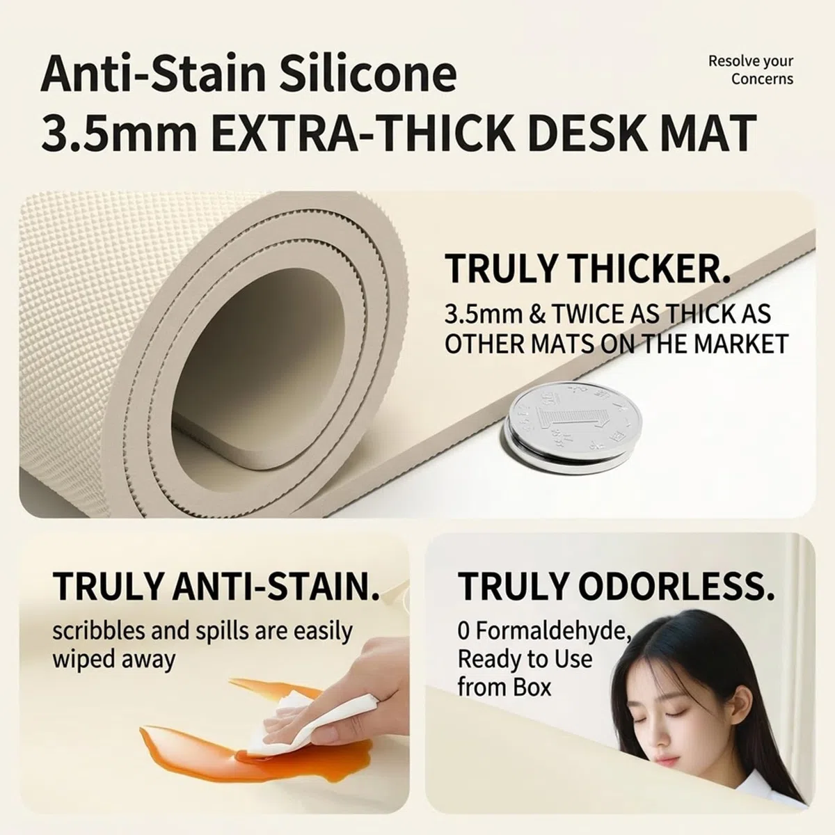 Spesso Tappetino In Silicone Proteggi Tavolo Impermeabile Resistente Al Calore Copri Piano Lavoro Cucina Antiscivolo Per Pranzo Bricolage Su Misura(Beige,60x80cm)