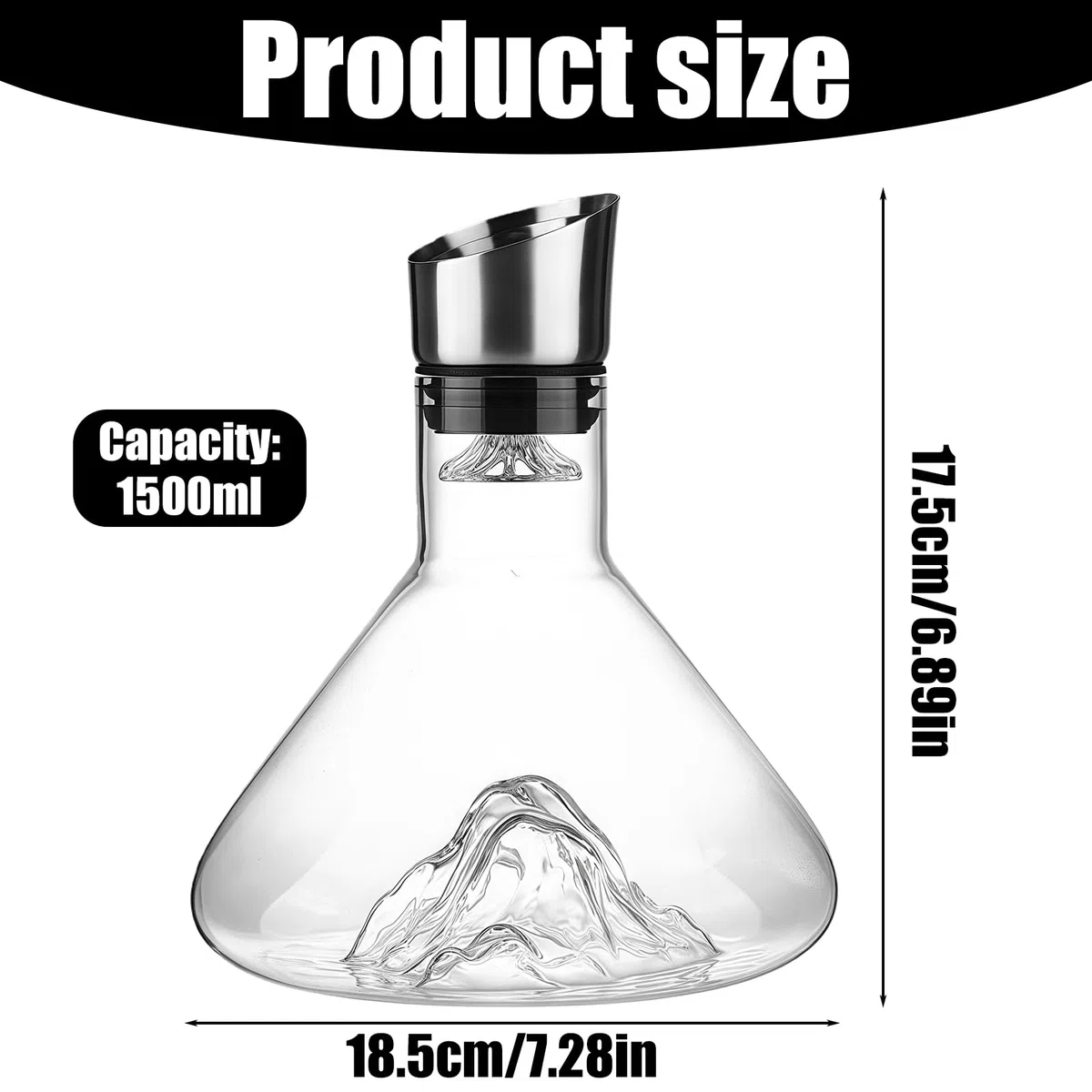 Decanter Per Vino Rosso,1500ML Decanter Per Vino Con Aeratore,Caraffa Vino Con Aeratore,Decantatore Con Aeratore E Filtro Per I Suoceri E Gli Aanti Del Vino,Vino Rosso,Servizio Antigoccia