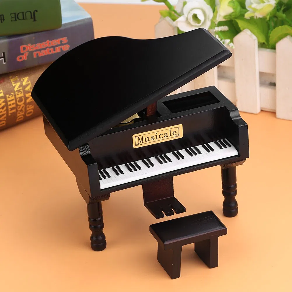 Carillon Musicale con Melodie: Castle in The Sky Carillon a Forma di Pianoforte con Piccolo Sgabello Carillon in Legno Creativo Regalo per Natale, Compleanno