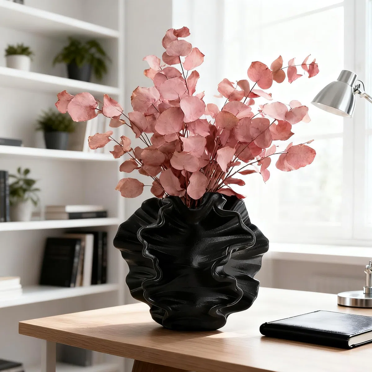 Vaso Decorativo da Interno, SUKIYPO Vaso in Ceramica, Vasi Decorativi Interno Moderni per Nordico, Arredamento Casa Vasi di Fiori Estetici Boho Vase per Casa, Soggiorno, Ufficio, Nero