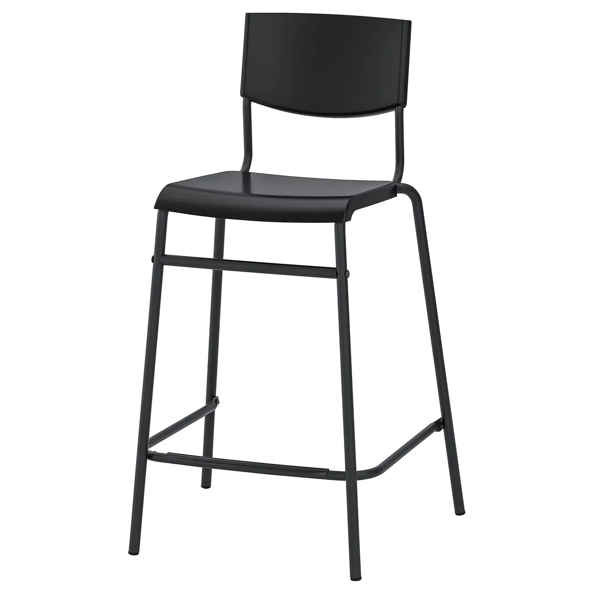IKEA STIG Sgabello da bar con schienale, 63 cm, nero/nero