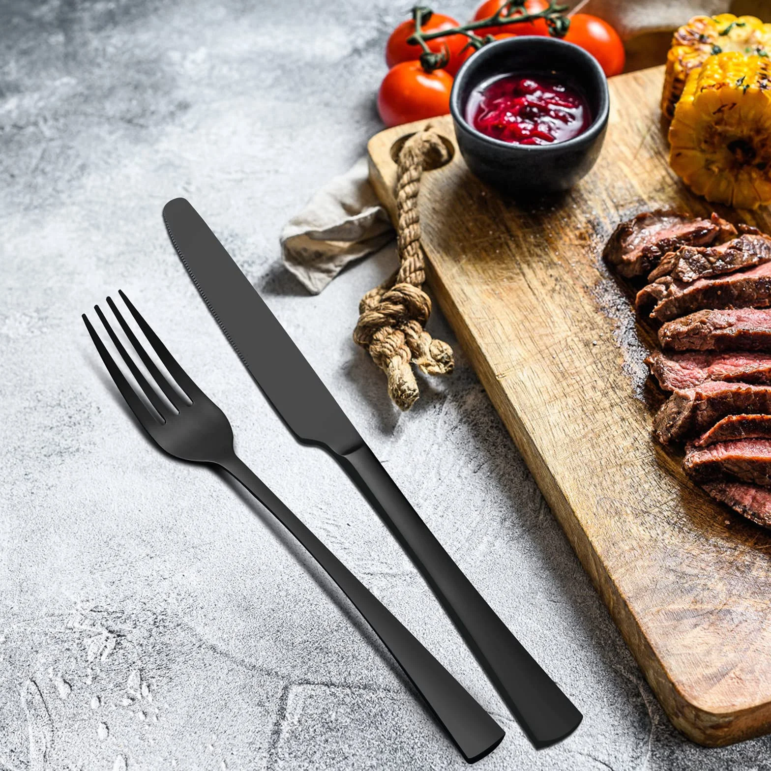Bestdin set posate inox 6 persone, set di posate 30 pezzi, posate nere opache, posate moderne adatte a casa/festa/ristorante (lavabili in lavastoviglie)