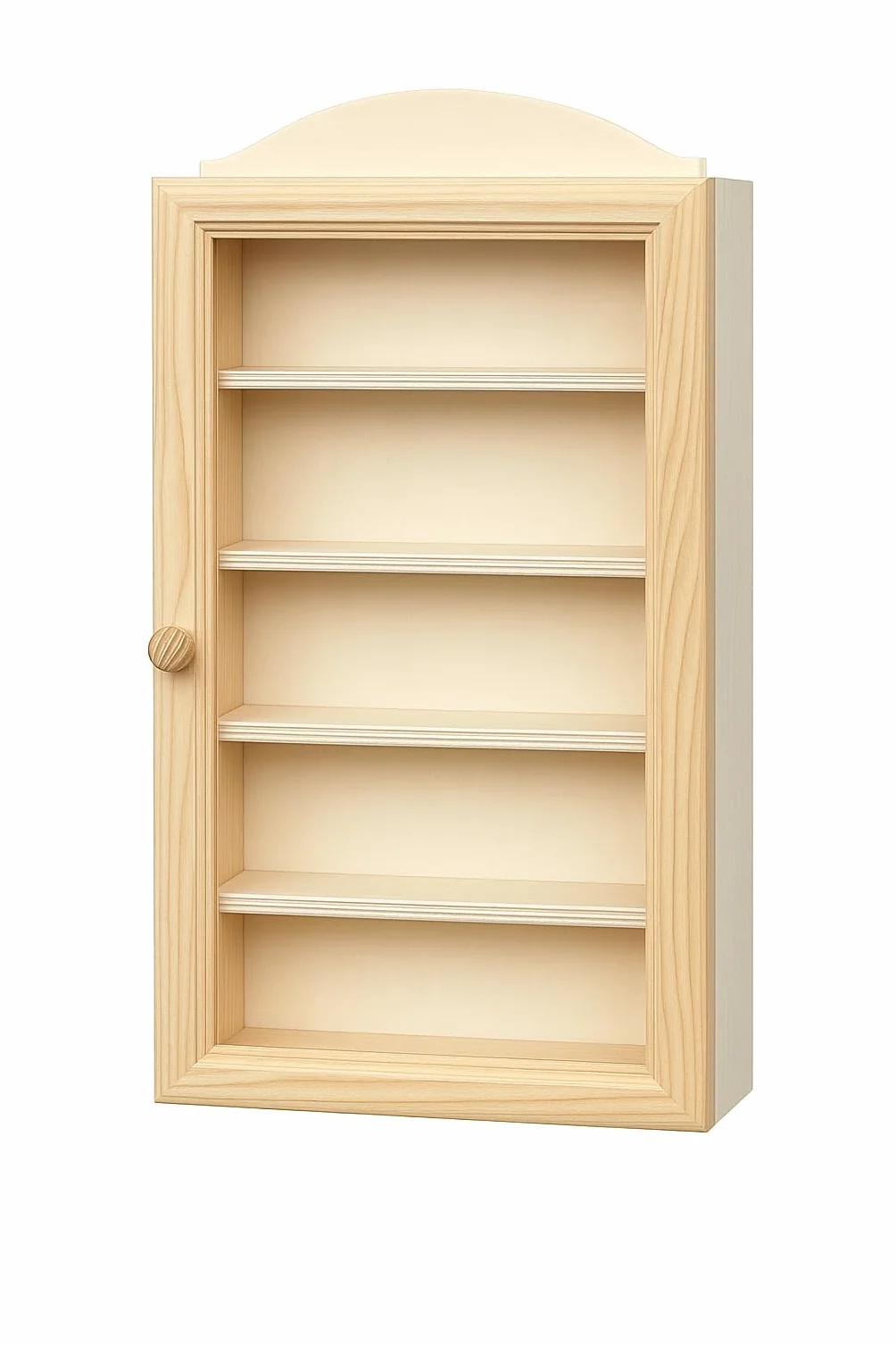 Armadietto da collezione in legno con 5 ripiani per riporre oggetti diversi, in legno naturale decorabile
