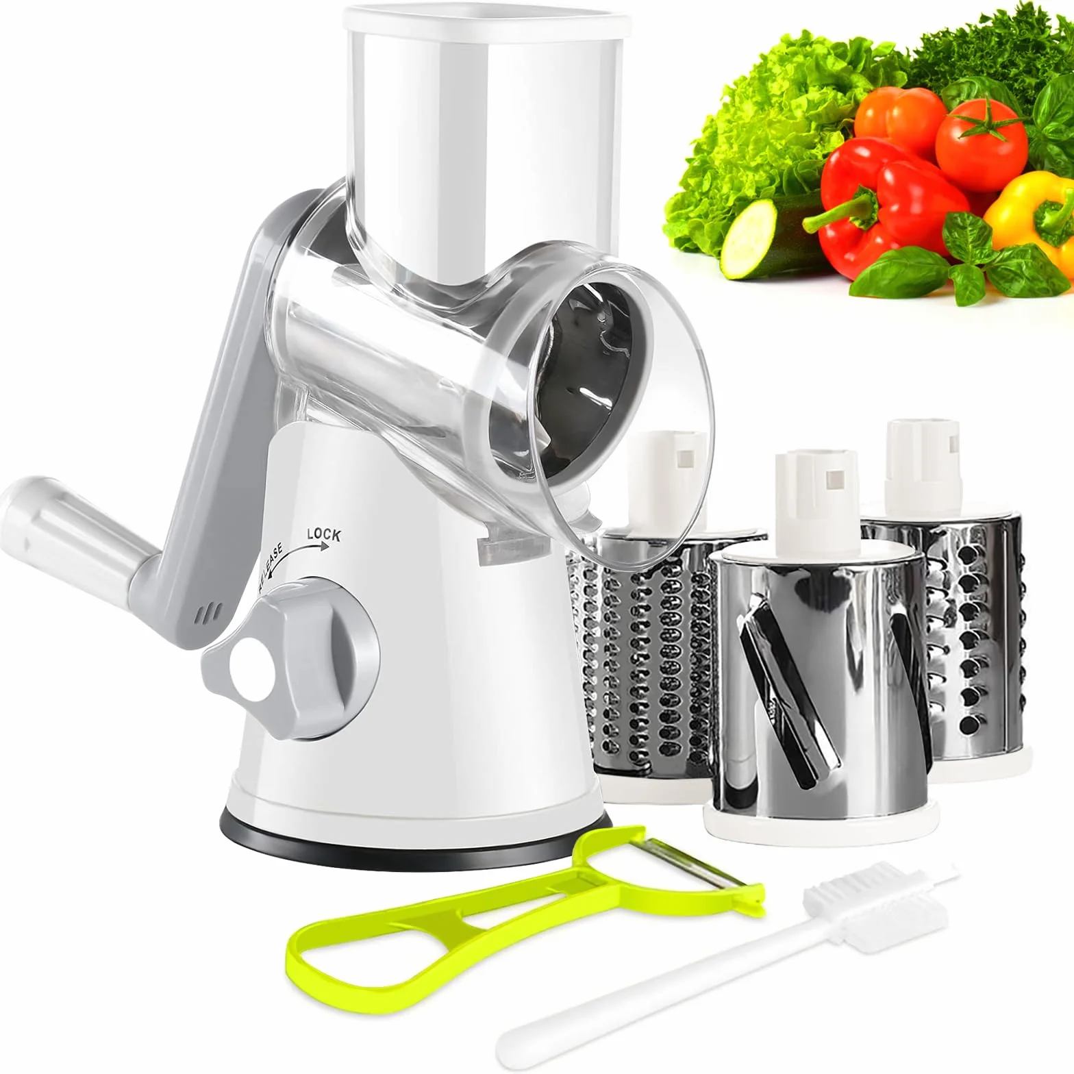 Affetta Verdure Manuale Tagliaverdure Mandolina per Trita Verdure con 3 Lame per Affettare Tagliare e Grattugiare da Cucina Taglia Verdure Grattugia per Verdure Manuale Vegetable Slicer