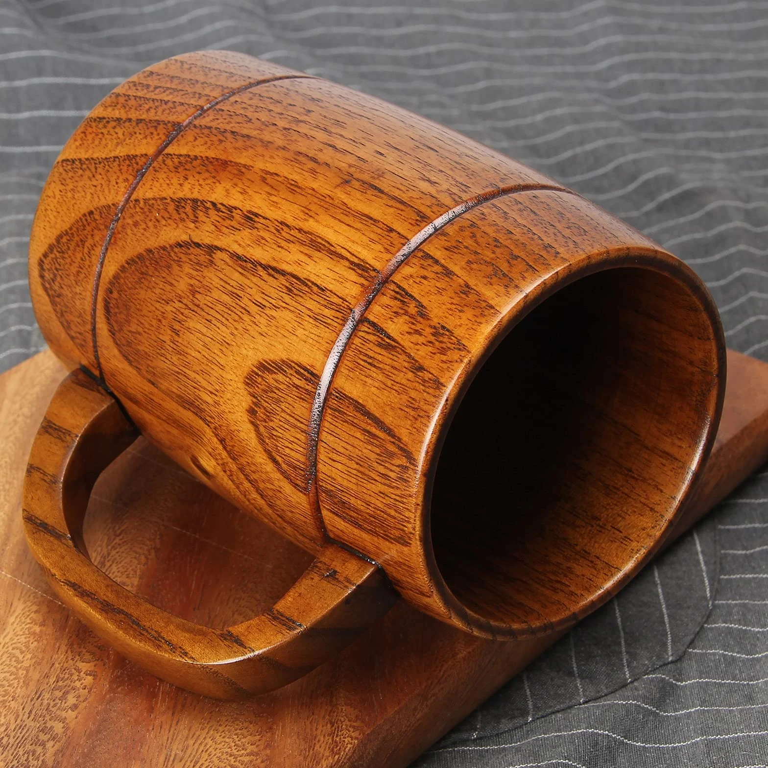 Ayiaren Boccale da birra in legno da 680,4 g, tazza vichinga in legno, per uomini e donne, tazza da tè da caffè, regalo per gli amanti della birra tazza maschile fatta a mano da uomo grandi tazze da