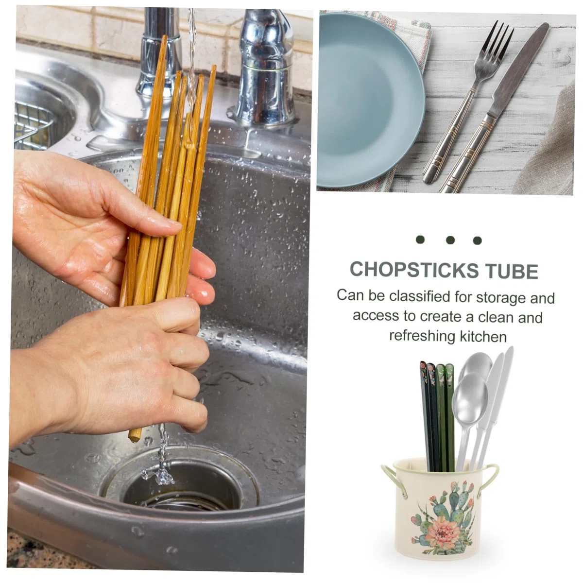 Porta Bacchette Decorativo con Secchiello Supporto Portatile per Utensili da Cucina Organizer per Bacchette Appoggia Cucchiaio Design Elegante Funzionale