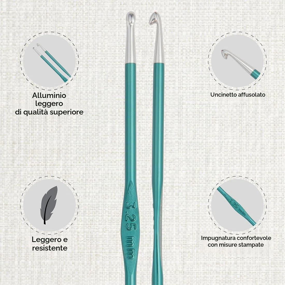 Set di uncinetti KnitPro, Zing Single-end in alluminio, 2.00-6.00mm