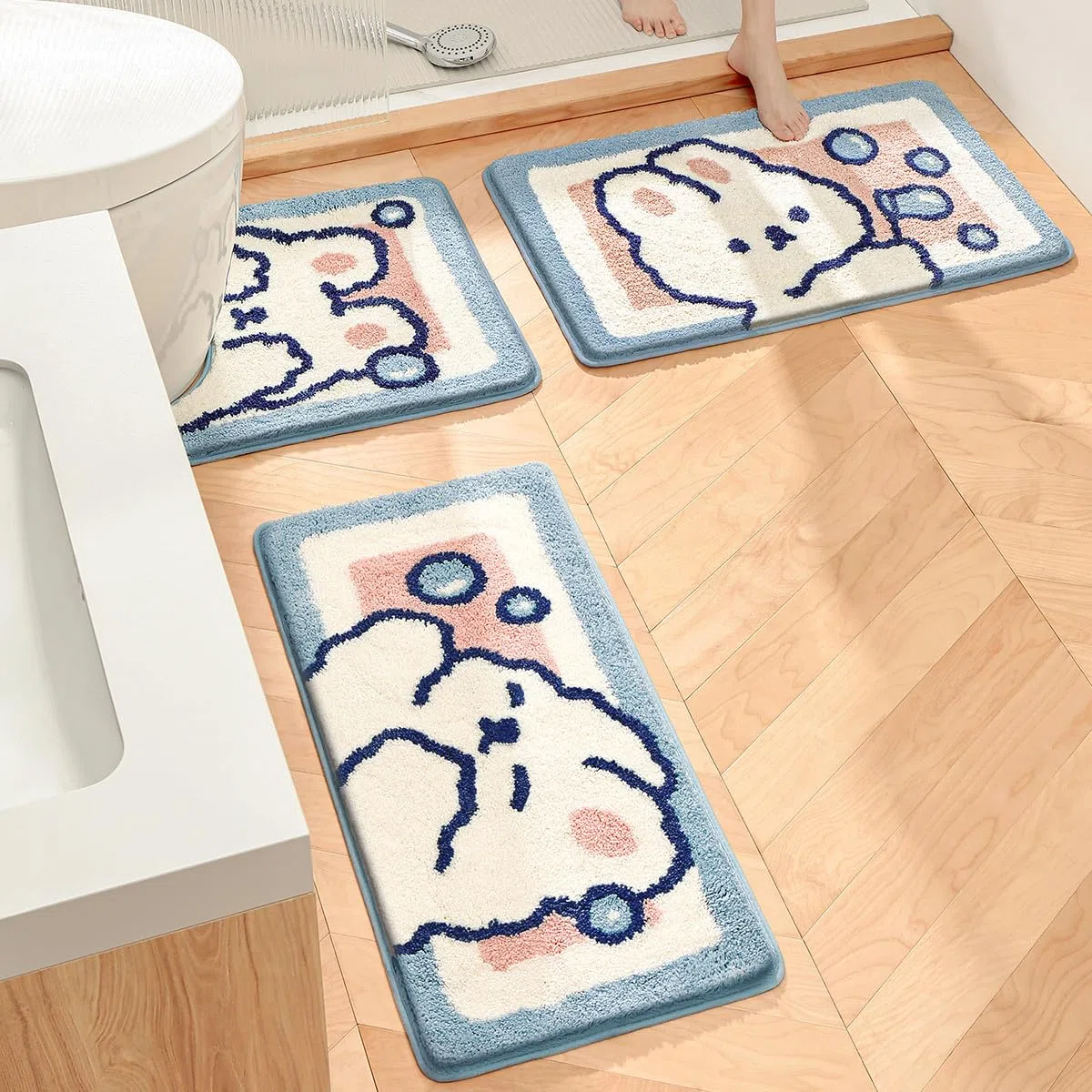 Molesun Simpatico tappetino da bagno, tappetini da bagno extra morbidi e assorbenti, lavabili in lavatrice a secco, tappetino antiscivolo per vasca, doccia e bagno, 50x80cm