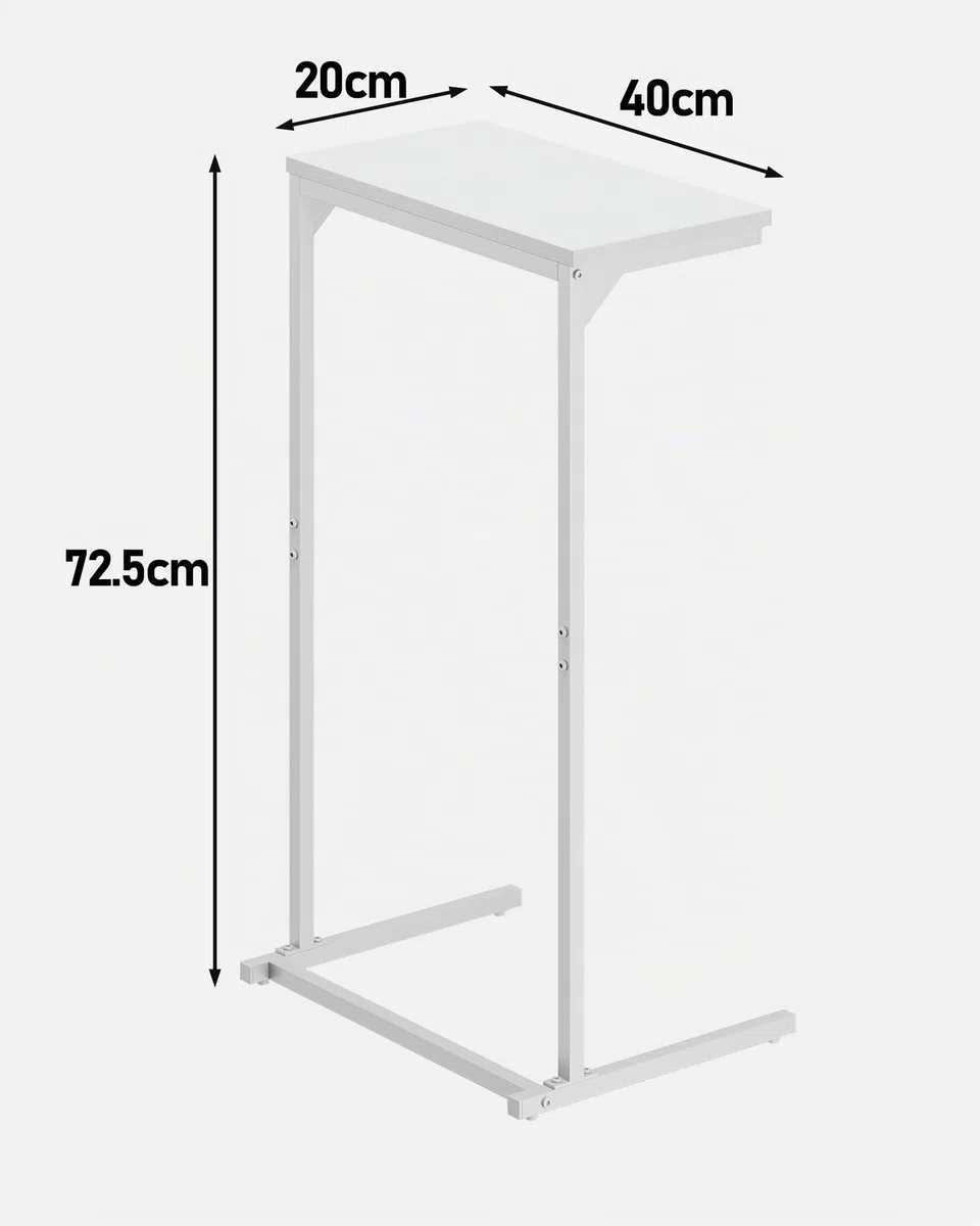 TUTOTAK Tavolino a Forma di C, Tavolo Piccolo da Finestra, Tavolo da Divano/Salotto Alto 73 cm, per Soggiorno, Camera da Letto, Bianco TB01BW071EU