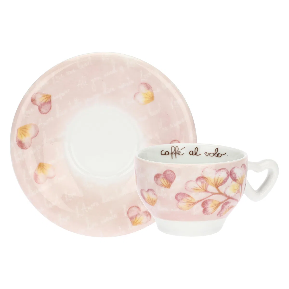 THUN - Set 2 tazze cappuccino - porcelllana - Collezione Cuori in Fiore - 13 x 6 cm