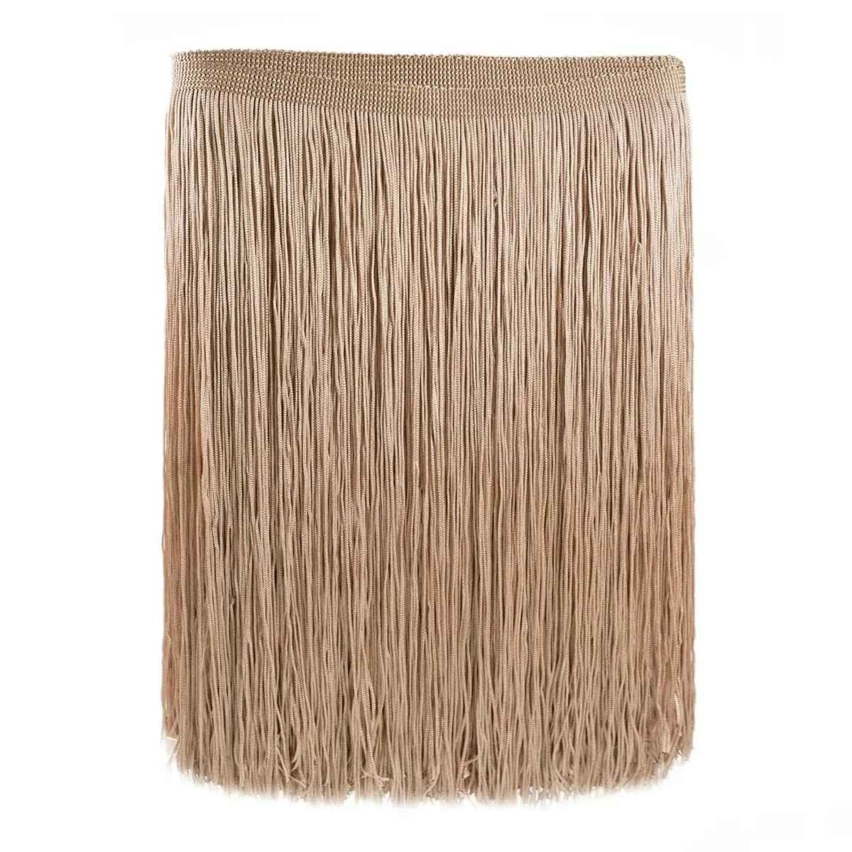 10 metri di lunghezza, 30 cm di larghezza, nappa di seta, frangia, frangia per danza, frange, frange per fai da te, abito latino, abbigliamento da palcoscenico, accessori (colore caffè chiaro)