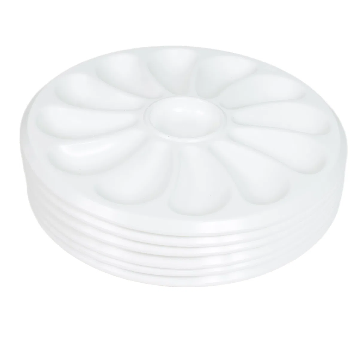 Set di 6 piatti per ostriche con 12 scomparti e 1 per il limone, salsa. Fabbricazione Francese Made In France A Base In Polipropilene Per La Casa, Il Ristorante, Diametro 30,5 Cm Colore Bianco