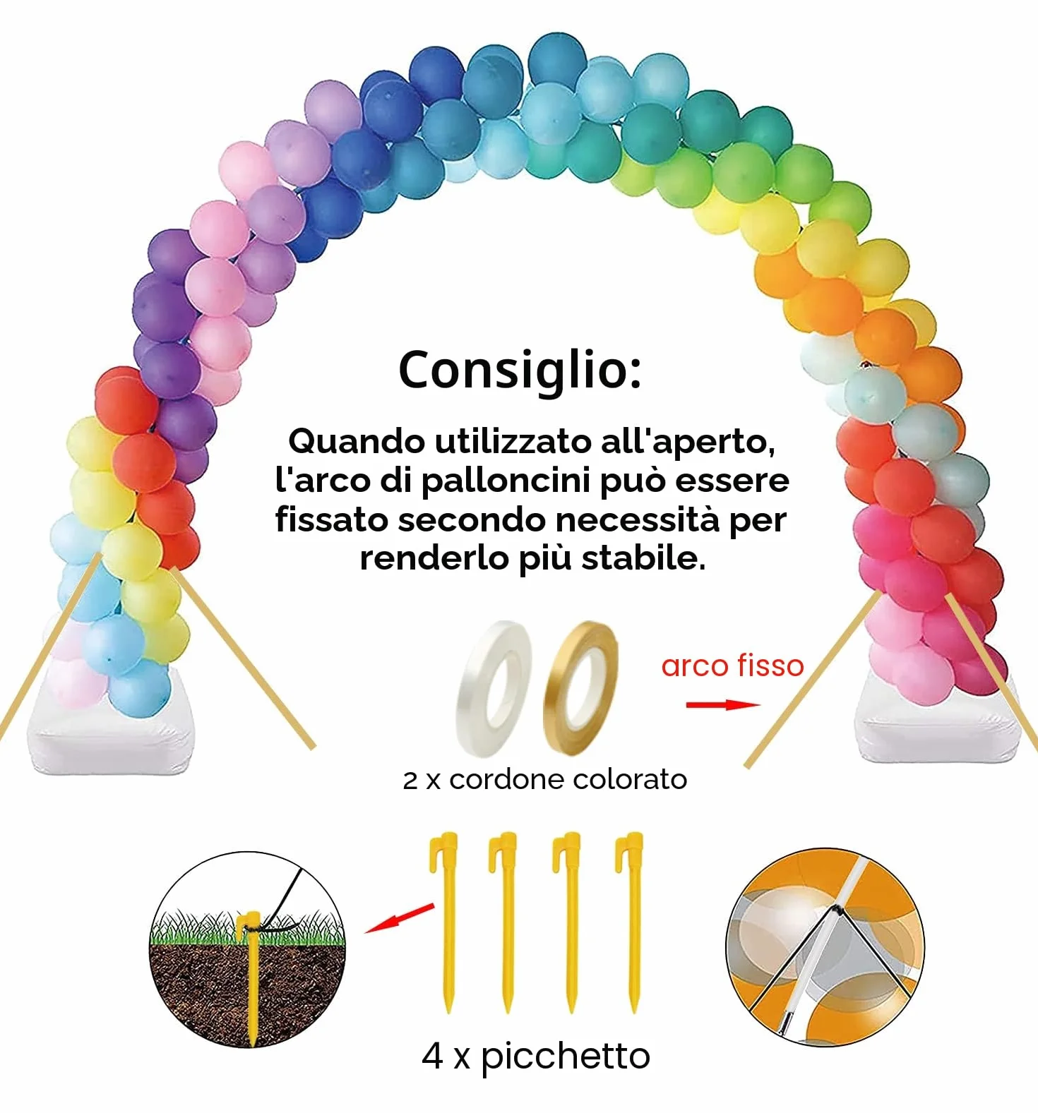 Arco Palloncini Struttura, Kit Arco Semicircolare, Struttura per Palloncini con Base, 2,7m Arco Palloncini per Matrimoni/Compleanni, adatto per feste, Natale