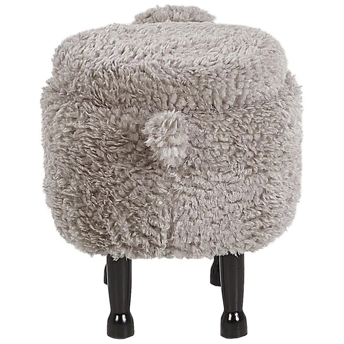 Beliani Pouf Contenitore per Bambini Finta Pelliccia Grigia con Gambe Legno