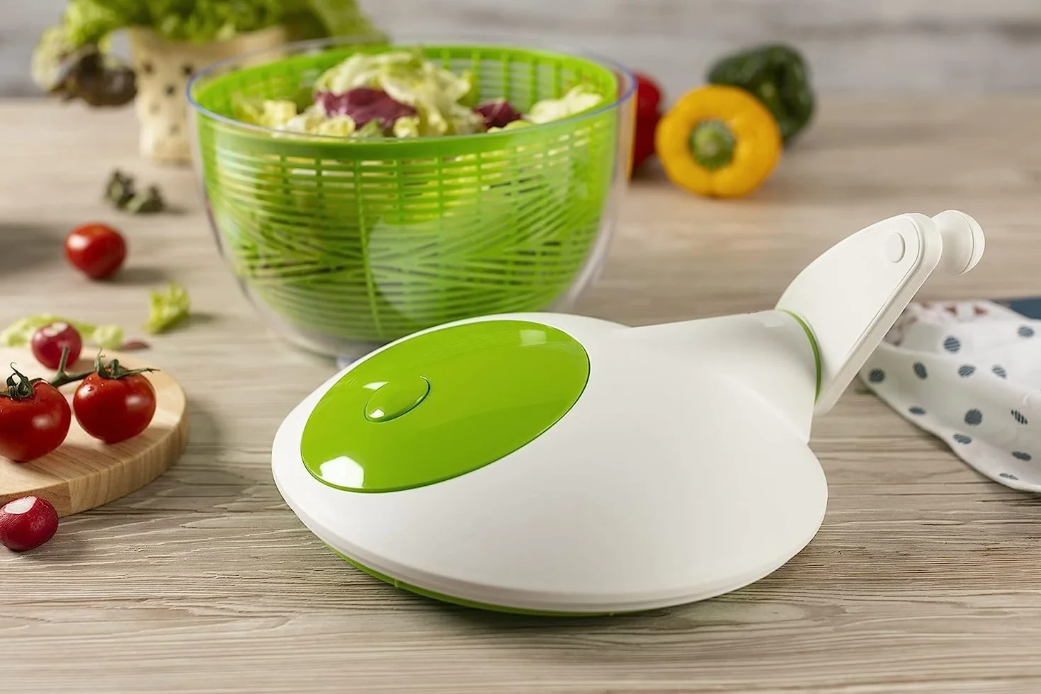 Ibili 783626, Centrifuga per insalata, 26 cm, Verde, Bianco