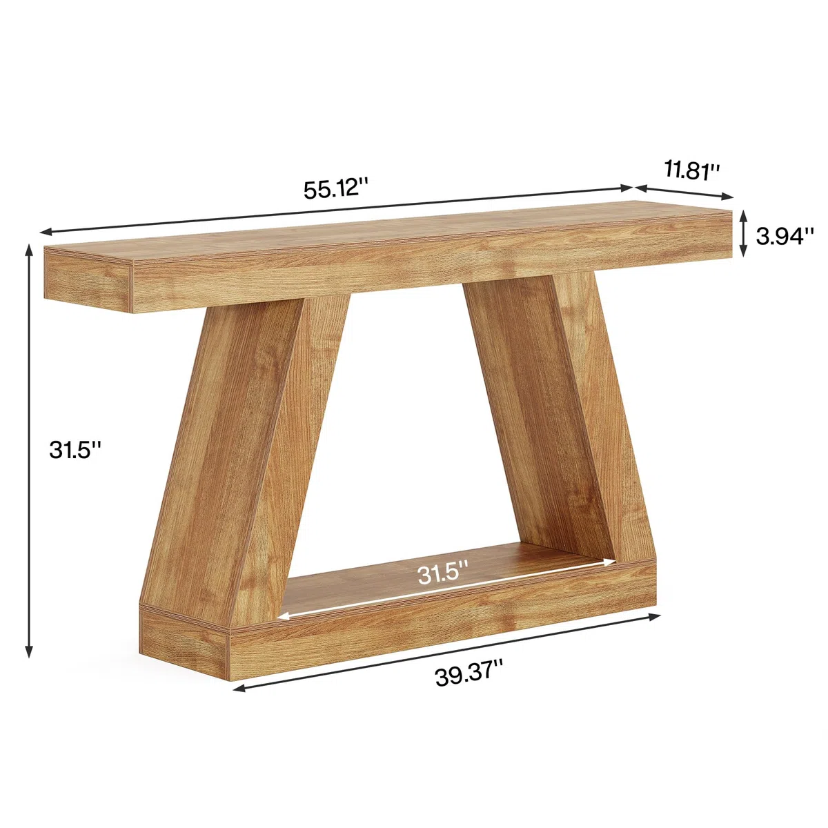 Tribesigns Tavolo Consolle, Consolle Ingresso Industriale, 140 x 30 x 80 cm, Tavolo con Spazio di Archiviazione nel Corridoio per Corridoio, Soggiorno, Marrone Naturale