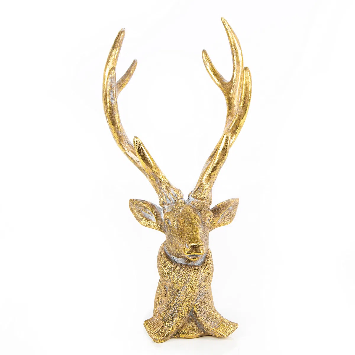 Logbuch-Verlag Grande testa di cervo con corna dorata, elegante busto esclusivo, decorazione natalizia, 30 cm