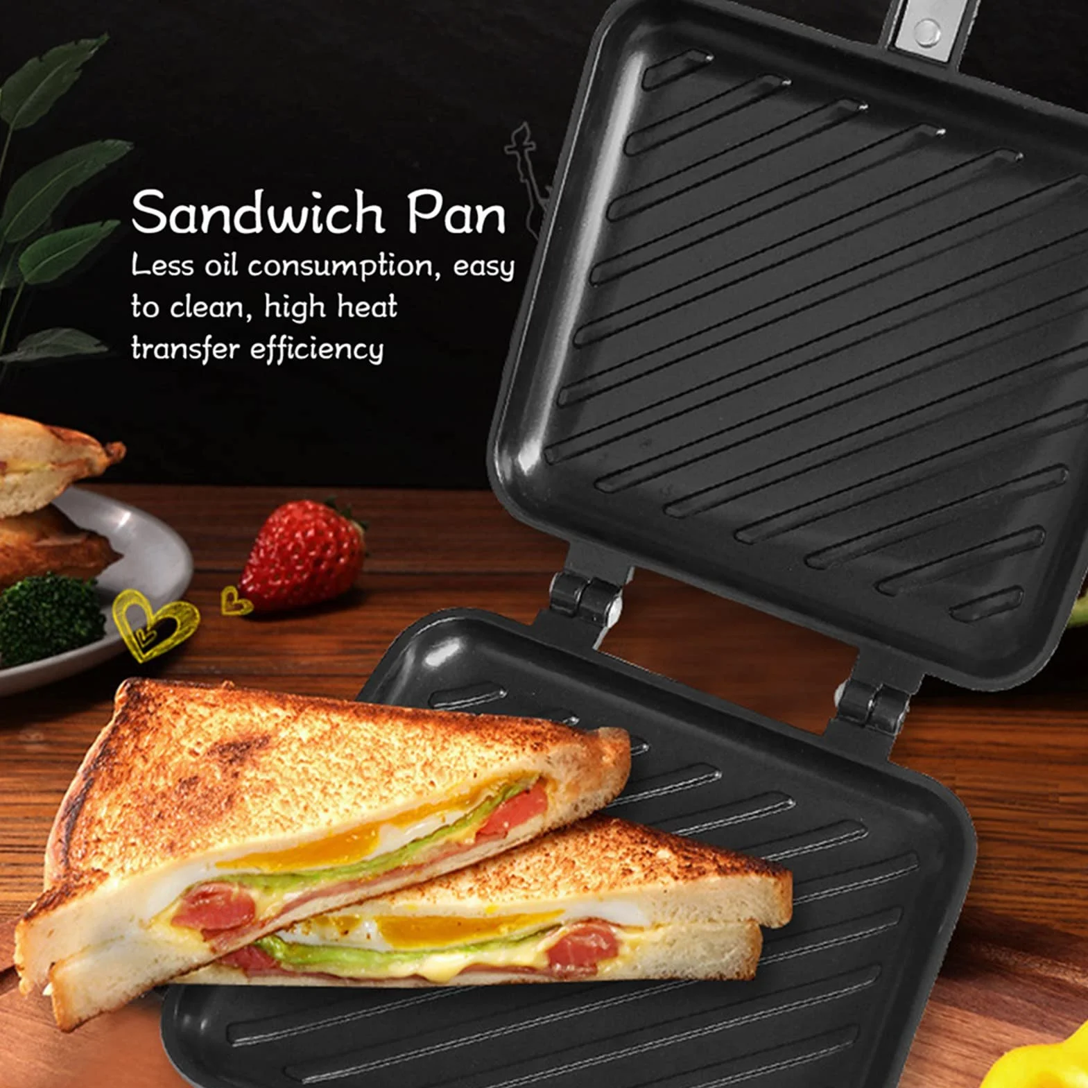 Tostapane Piastra a Gas, Paninaro tostato in Alluminio, Padella Antiaderente per Toast con Piano Cottura Antiaderente con Fondo Piatto per Colazione Snack Panini