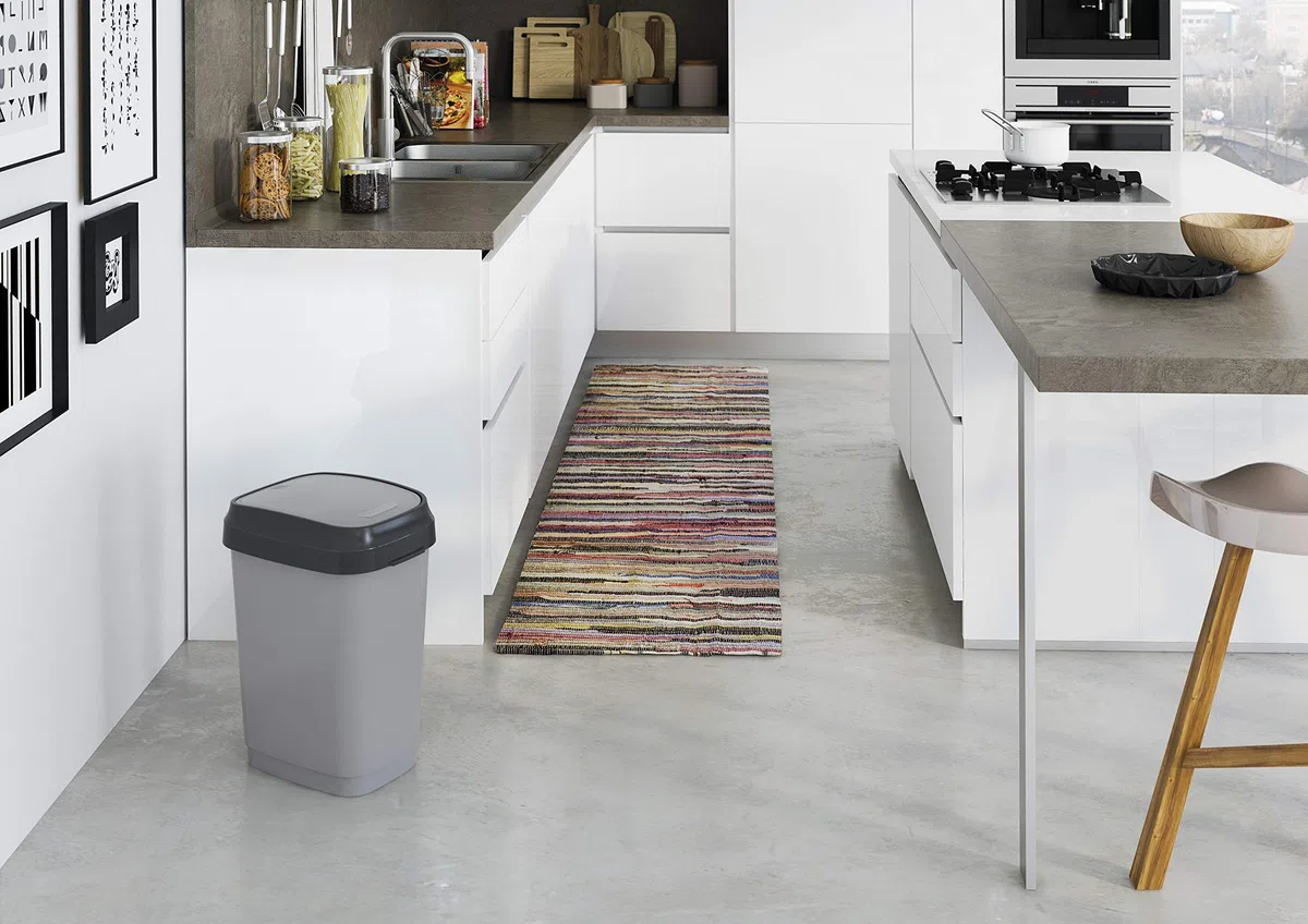 Kis Dual Swing Bin L - Pattumiera Basculante Per Sacchetto Da 50 Lt, Doppia Opzione Di Apertura - 30,5X42X60H Grigio