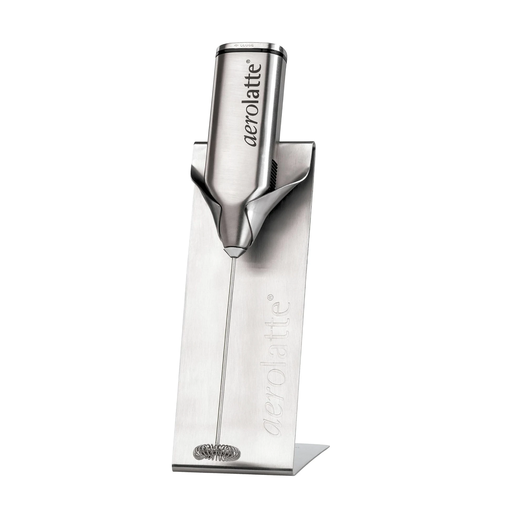 Cilio Set schiumalatte con sostegno, in acciaio INOX, opaco