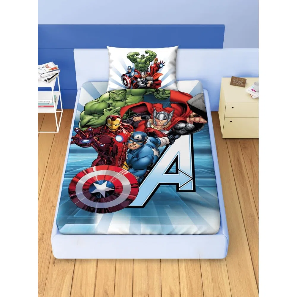 completo lenzuola per bambini 3 pezzi avengers marvel per letto una piazza e mezza lenzuola in 100% cotone