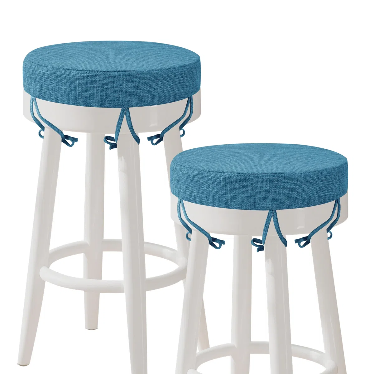 AddGrace Cuscini Rotondi per Sgabello da Bar con Laccetti Set di 2 Cuscini per Sedile Antiscivolo 30x30 cm Coprisedili Lavabili Copertura Rimovibile Lavabile Blu