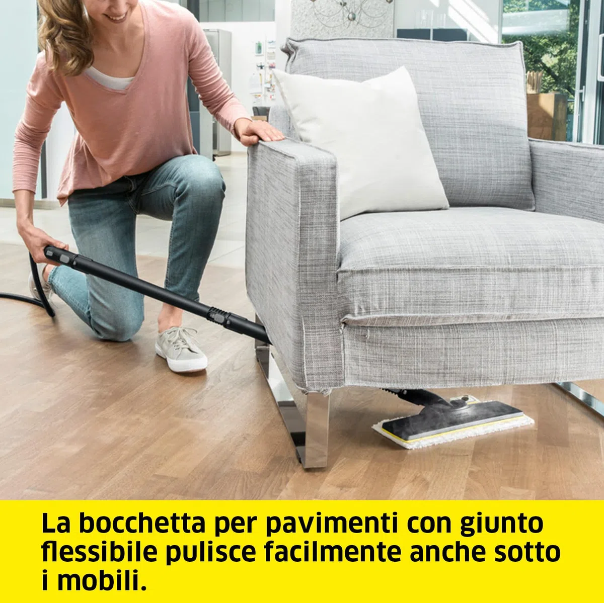 Kärcher set bocchetta per pavimenti EasyFix SC 1, bocchetta per pavimenti EasyFix, panno universale in microfibra, 2 tubi di prolunga (0,5 m), accessori originali per il pulitore a vapore Kärcher SC 1