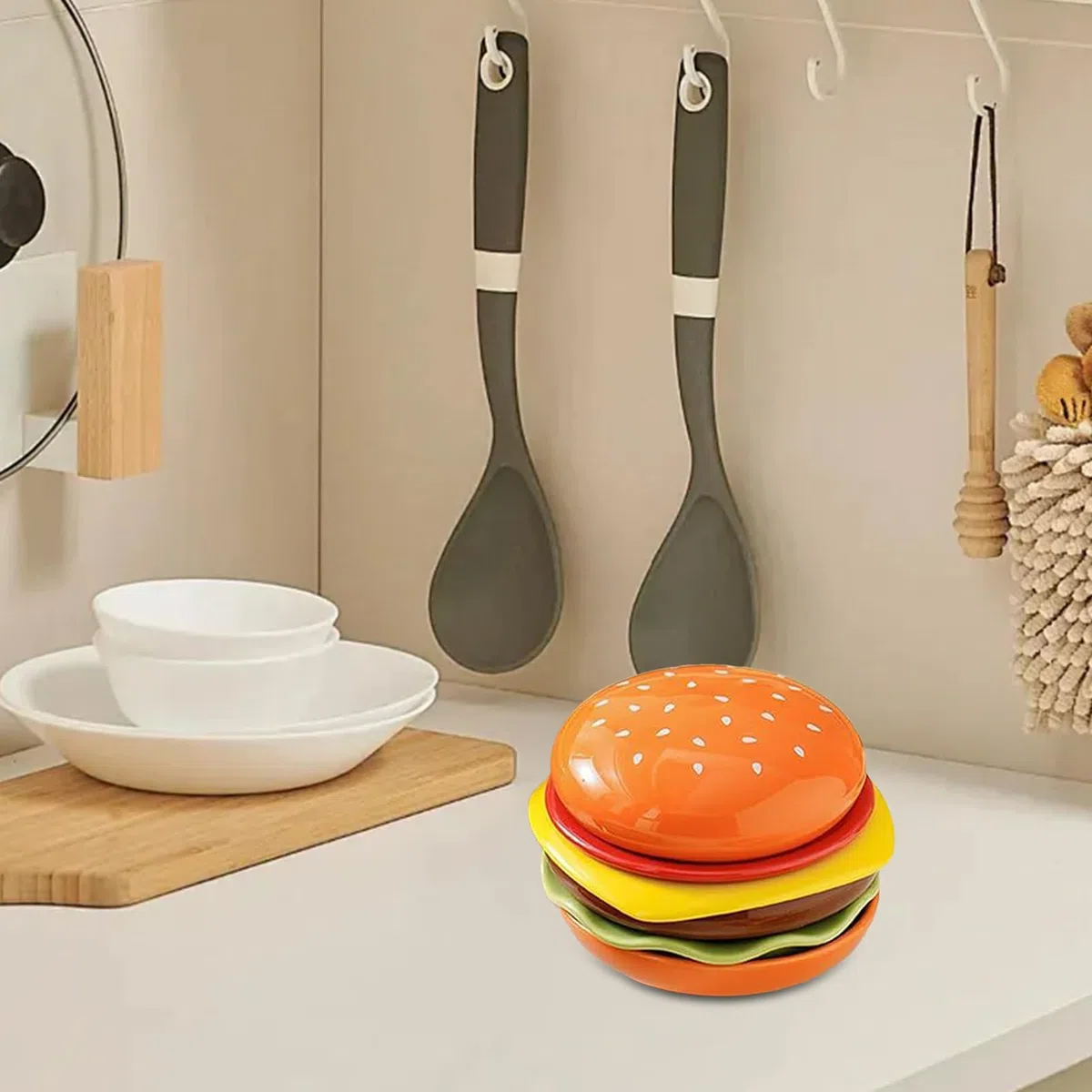 Generico Set Piatti Di Hamburger, 6 Pezzi Servizio Piatti Moderni In Ceramica, 9cm Piattini Dessert Sushi Salsa Cute Decorazioni Cucina, Regali Inaugurazione Per Uomo E Donna