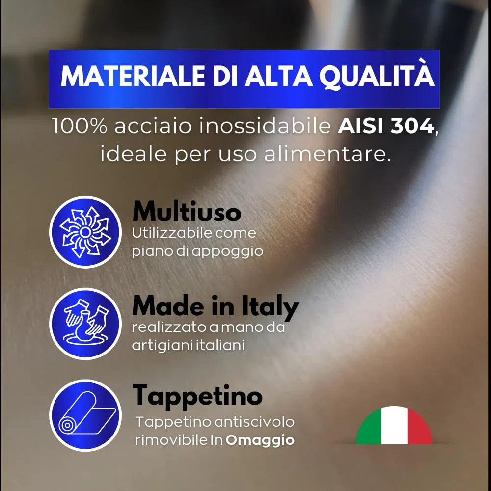 INOXLM Tagliere Spianatoia per impastare Piano da Lavoro in Acciaio Inox Varie Misure per Cucina per Bar per Ristorante per impastare 40X44 modello GEMELLI