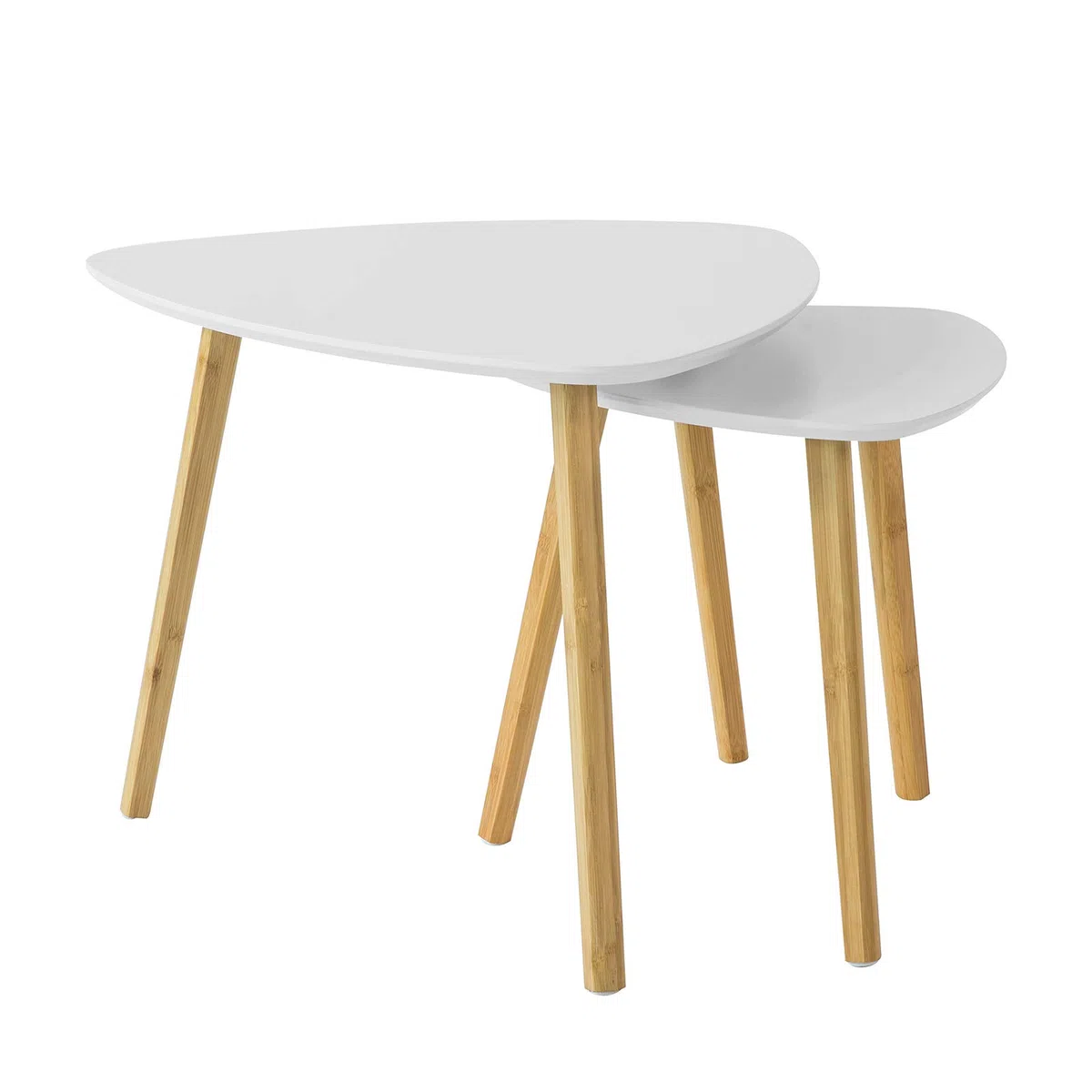 SoBuy Set di 2 Tavolino Salotto Sovrapponibili - Moderno Tavolino per Divano, Grande 55 cm e Piccolo 40 cm, Bianco - FBT74-W