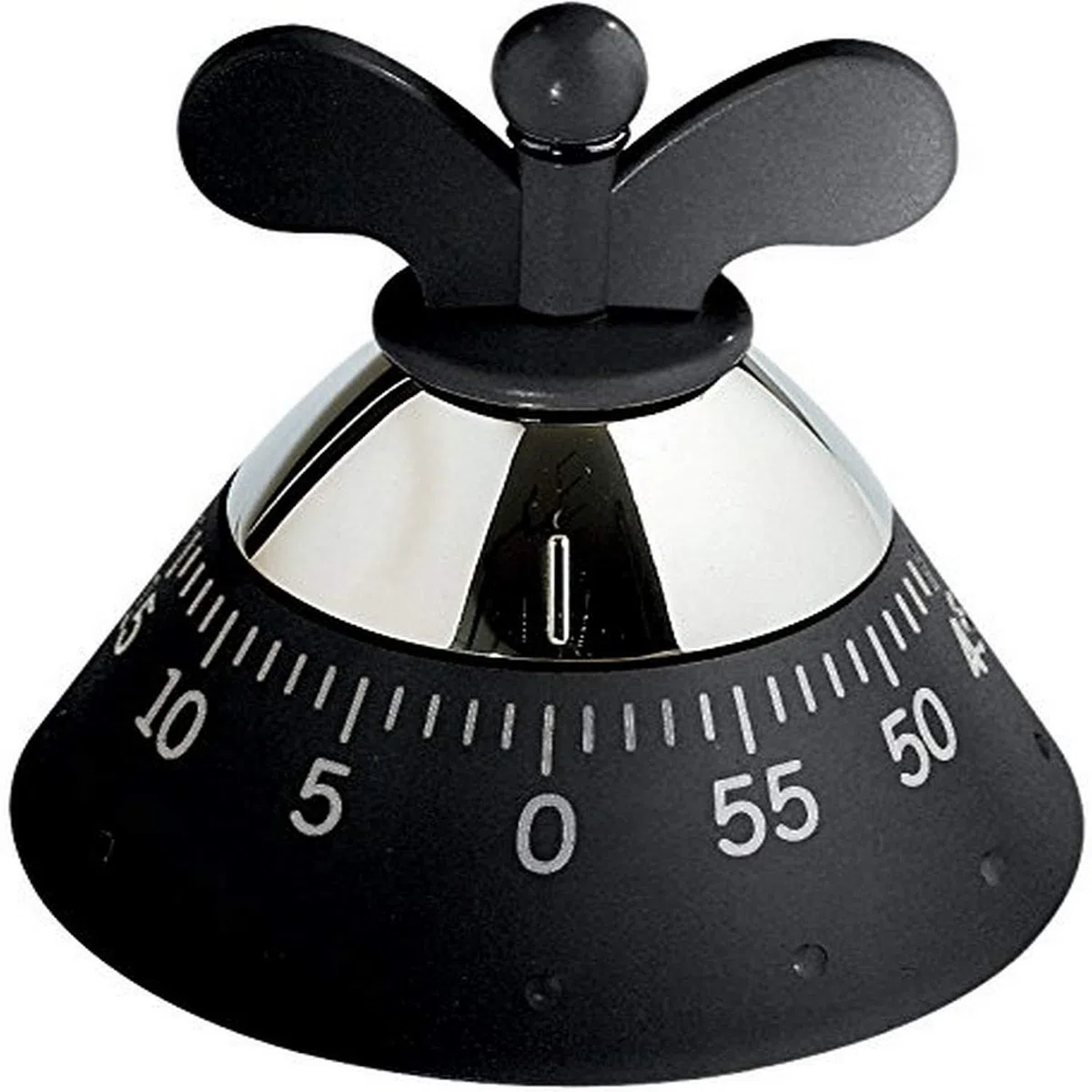 Alessi Kitchen Timer A09 B - Timer da Cucina di Design con Movimento Meccanico in Resina Termoplastica, Nero