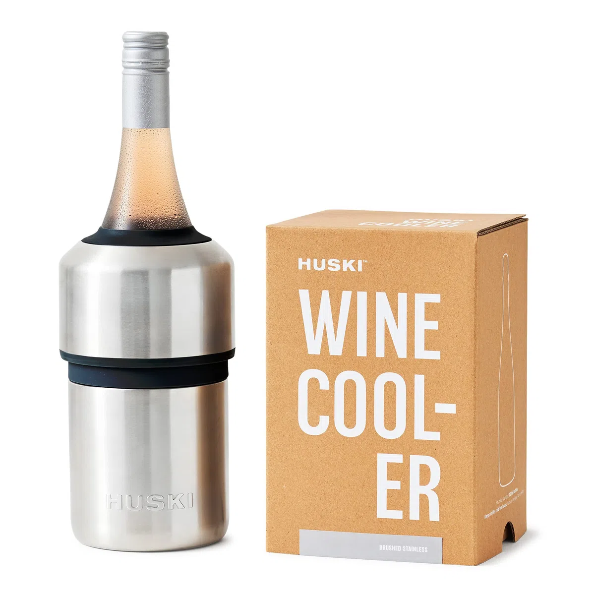 Huski Refrigeratore per vino senza ghiaccio di alta qualità, mantiene il vino freddo fino a 6 ore, design premiato, accessorio per vino, si adatta ad alcune bottiglie di champagne (acciaio spazzolato)