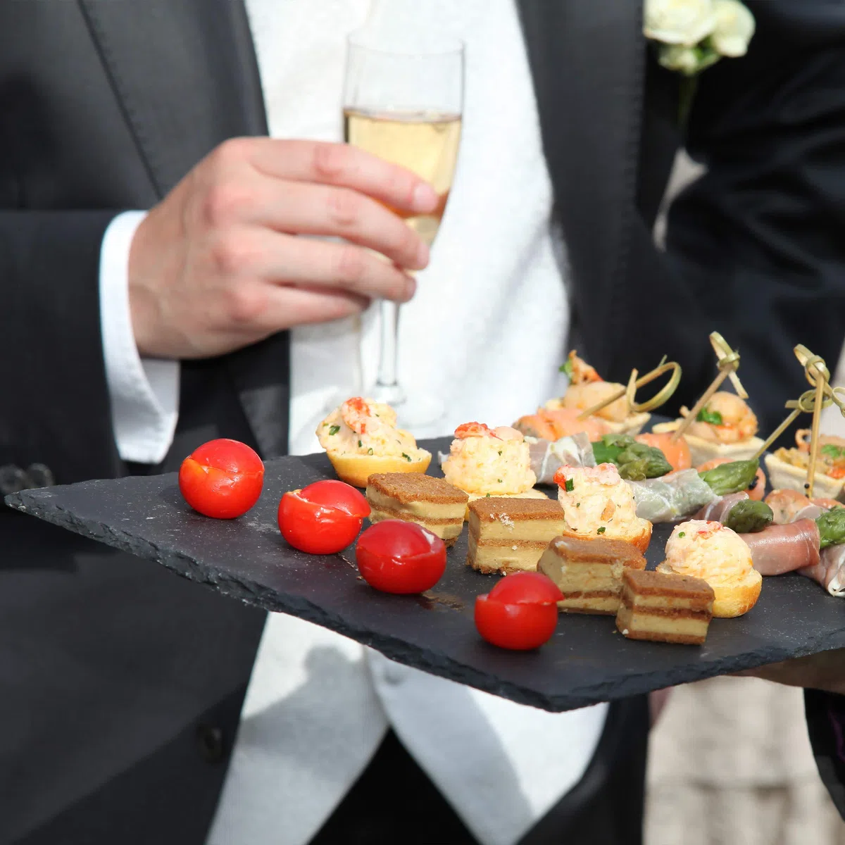 Relaxdays Piatti in Ardesia, Set da 6 Vassoi da 25 x 25 cm per Servire & da Scrivere, Tavolette per Buffet, Antracite
