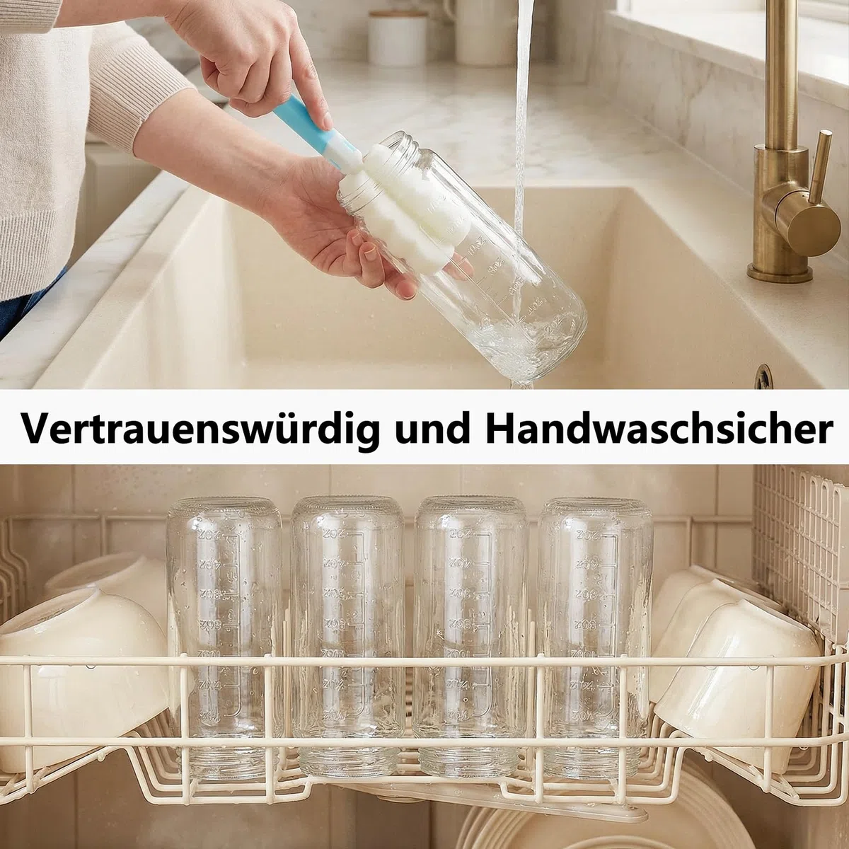 OAMCEG Set di 8 bottiglie in vetro da 500 ml, con coperchi, cannucce, per frullati da 16 oz, riutilizzabili, in vetro da riempire, lavabili in lavastoviglie, resistenti al frigorifero, per