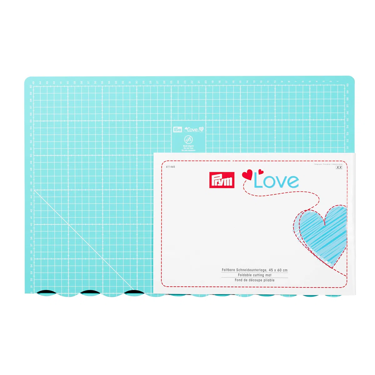 Prym Love-Tappetino da Taglio Pieghevole, 45 x 60 cm, Materiale Sintetico, Turchese, 48.5 x 32.200000000000003 x 1.2 cm