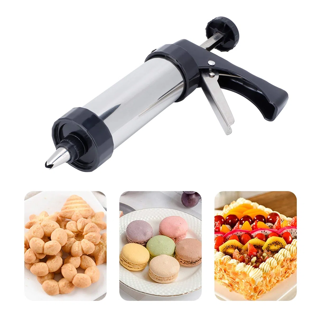 Kit per biscotti, pressa per biscotti in acciaio inossidabile, set di ugelli per decorare pasticceria, strumenti di cottura fai da te
