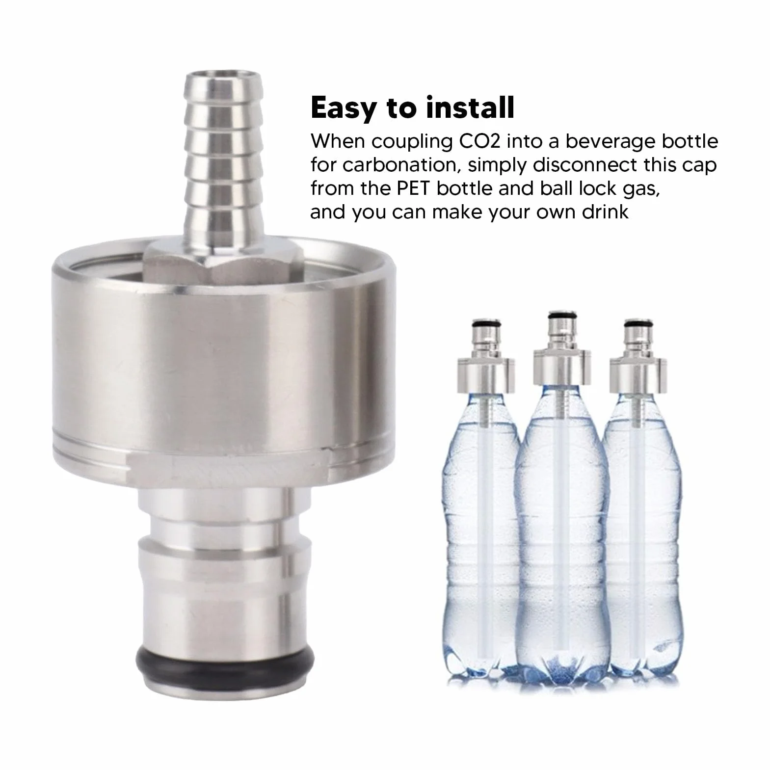 Haofy 2 PZ Tappo di Carbonatazione in Acciaio Inossidabile Carbonatazione Forzata Riempimento Bottiglia in PET Tappo di Accoppiamento CO2 per Blocco Sfera di Birra Soda