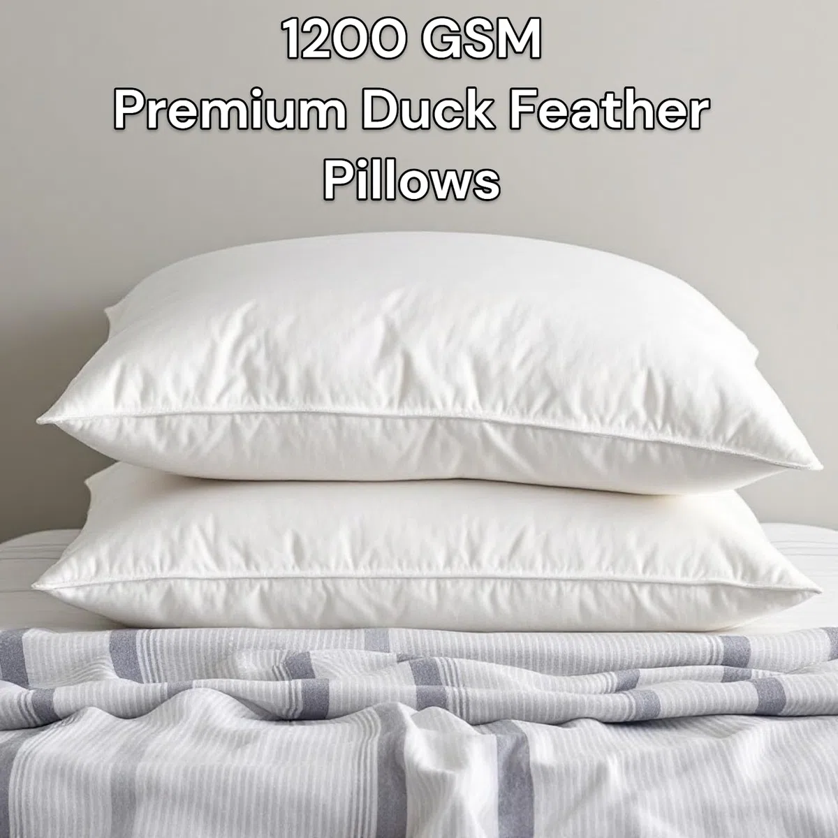 Pro Home Cuscini in piuma d'oca e piumino d'anatra, 1200 g/m², lussuosi, confortevoli, con fodera in cotone, ipoallergenici, qualità alberghiera, dimensioni standard del Regno Unito, 48 x 74 cm