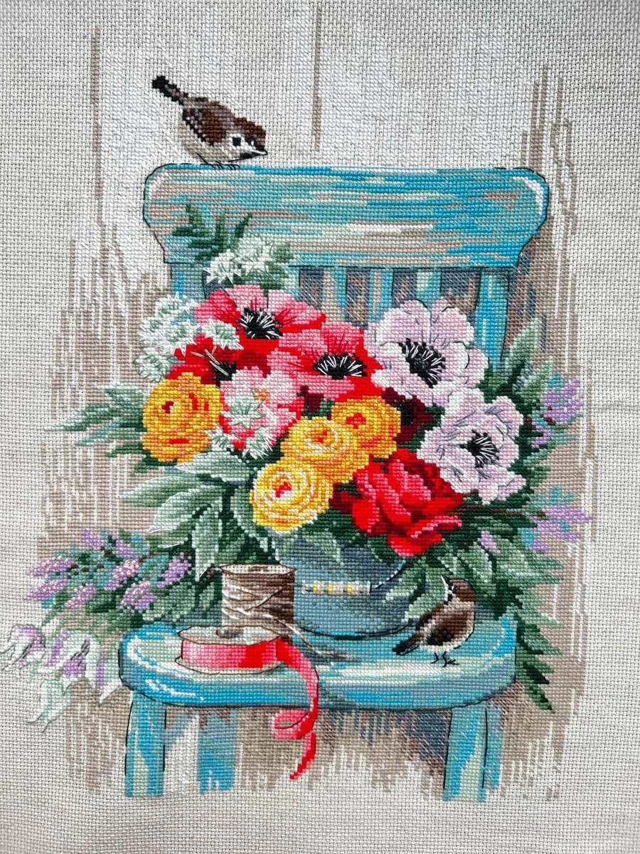 RIOLIS - Fiori da giardino 2299, Punto croce 30x40cm, Punto croce kit da ricamare, Disegni da ricamare, Embroidery kit, Kit ricamo punto croce