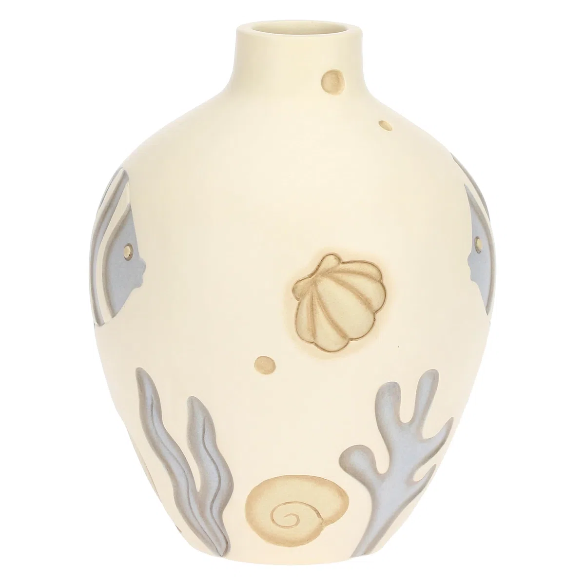 THUN, Vaso Sabbia in Ceramica Decorata a Mano, Linea Mare da Amare, Idea Regalo per la Cucina, Ø 15.8 cm, 20 cm h