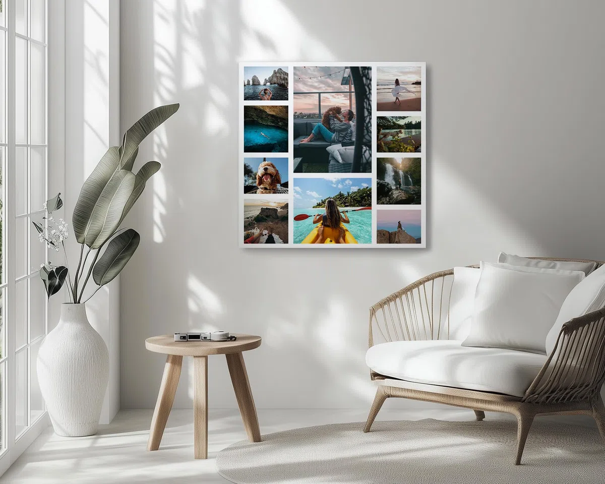 Panorama Quadro Collage Personalizzato con la Tua Foto 50x50 cm - 10 Fotografies Modello 2