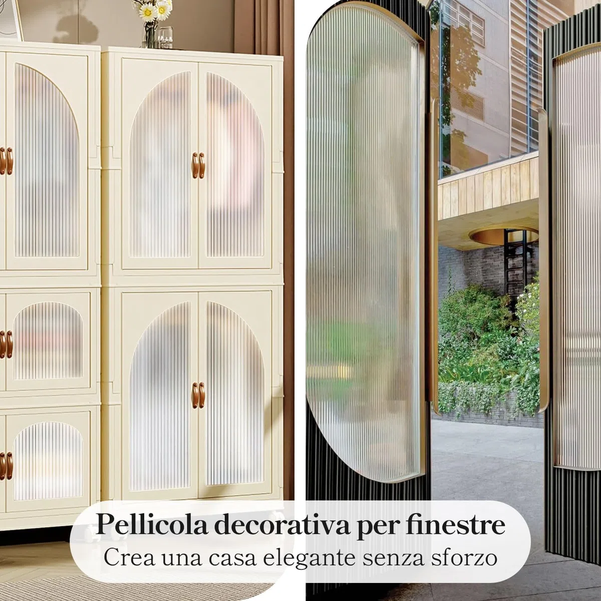 Qualsen Pellicola per Vetri Finestre 75x200cm, Motivo a Canne Pellicola Privacy Finestre Decorativa Anti-UV Elettrostatica Opaca Vetro Finestra per Casa Ufficio, Bianco