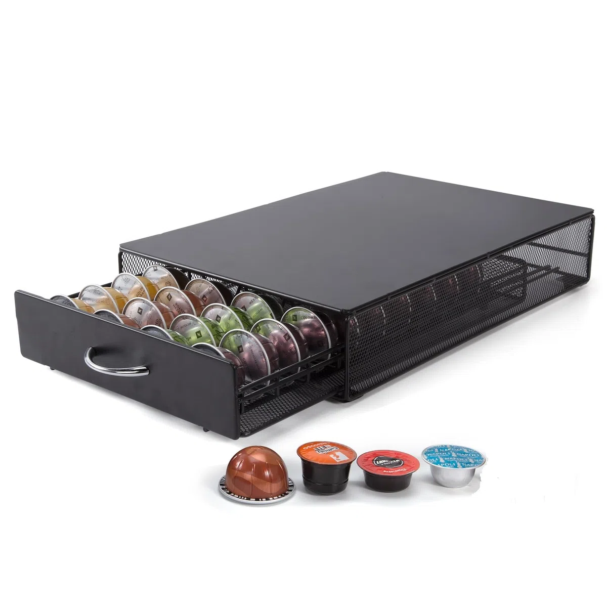 Cassetto Porta Cialde caffè,Porta Capsule per caffè Compatibile con Bialetti,Nespresso Vertuo,Lavazza Blue(40pezzi),Nero